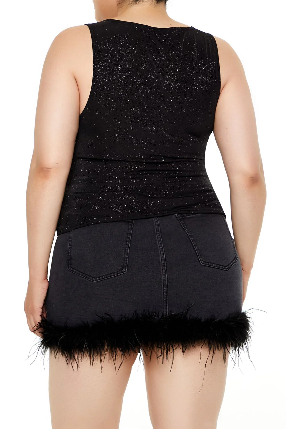Plus Size Glitter Knit Cowl Tank Top - Image 5