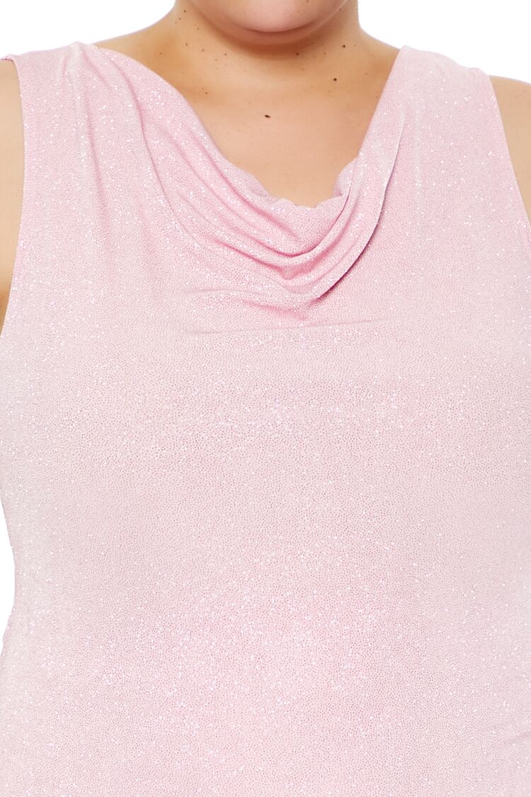 Plus Size Glitter Knit Cowl Tank Top - Image 8