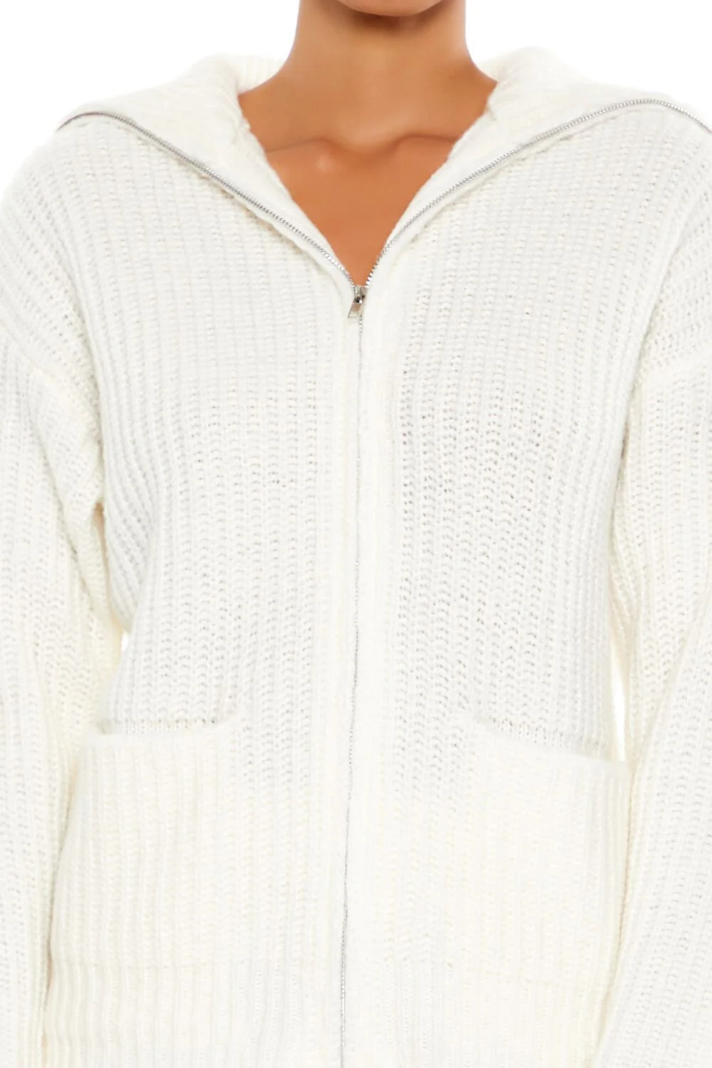 Ribbed Knit Zip-Up Sweater - Image 3