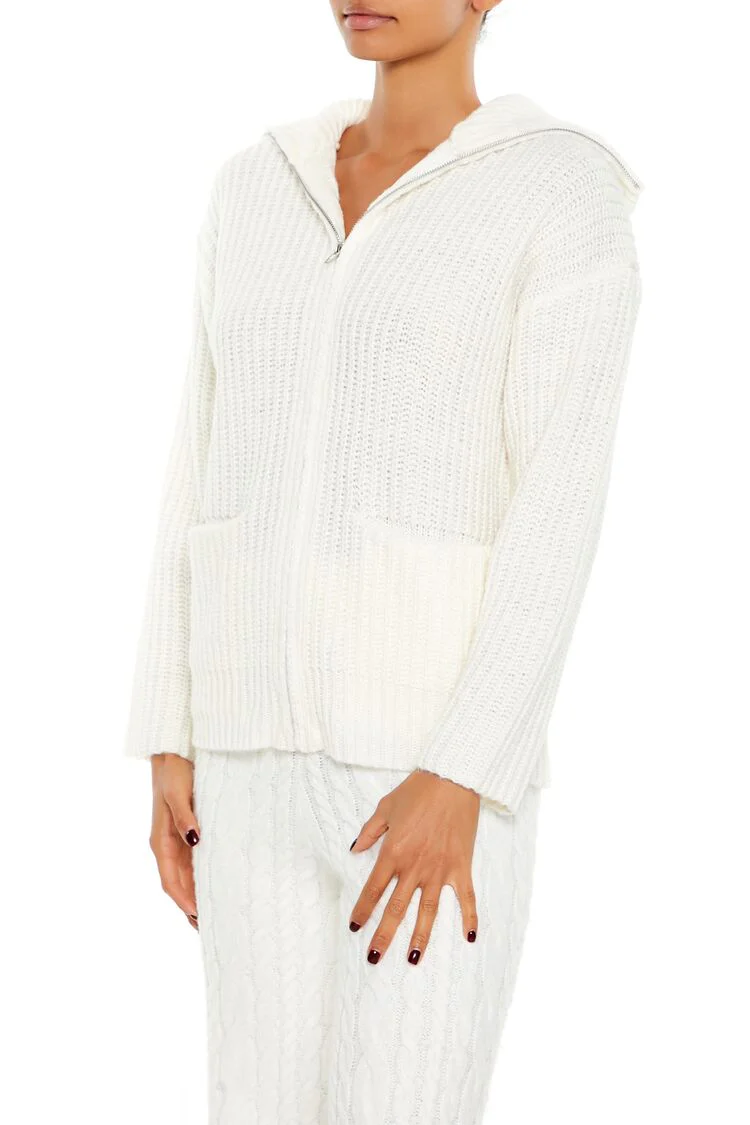 Ribbed Knit Zip-Up Sweater - Image 4