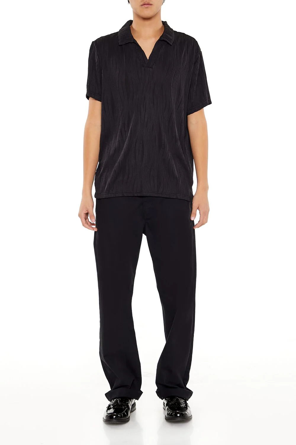 Textured Slim-Fit V-Neck Polo Shirt - Image 2