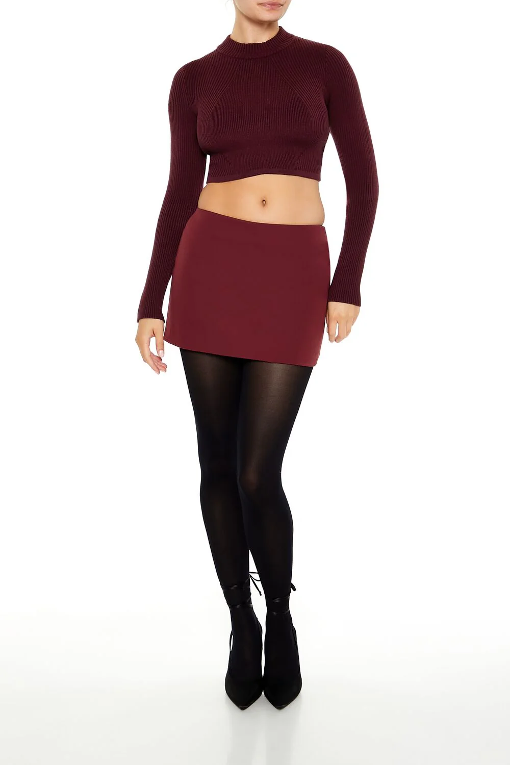 Cropped Mock Neck Sweater - Image 7