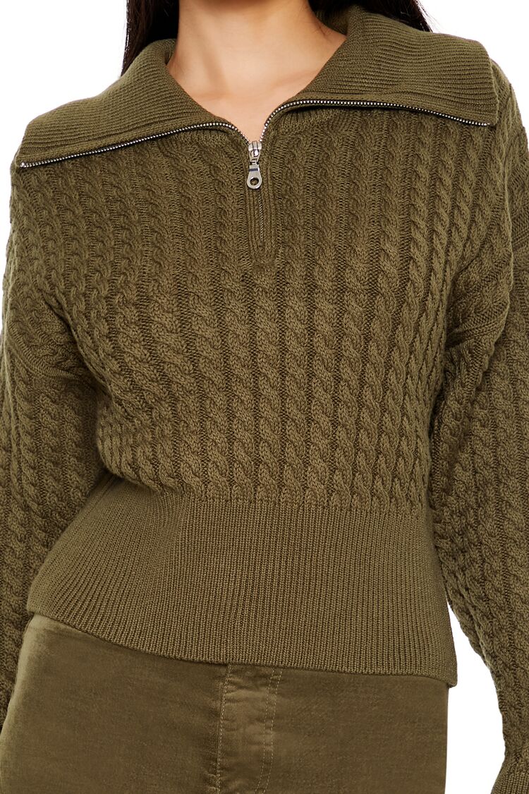 Half-Zip Cable Knit Sweater - Image 3