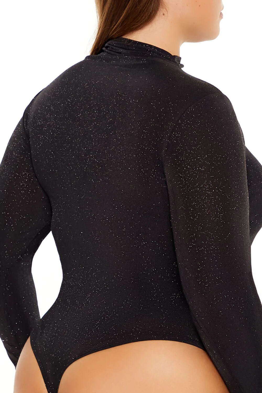 Plus Size Glitter Cowl Thong Bodysuit - Image 5