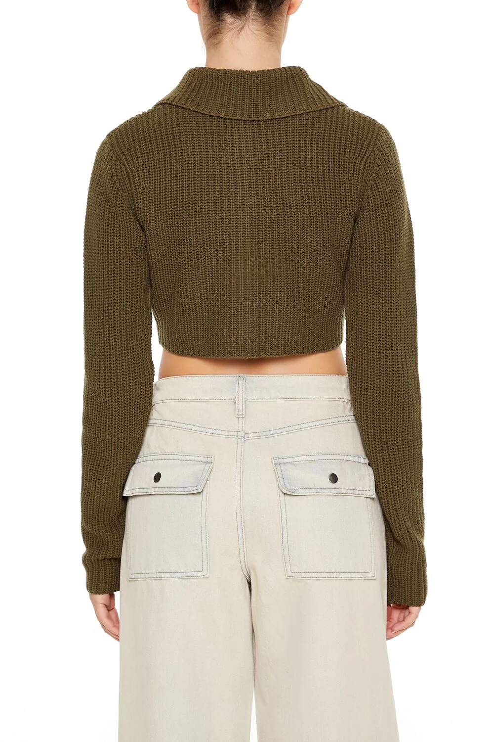 Cropped Rib-Knit Cardigan Sweater - Image 10
