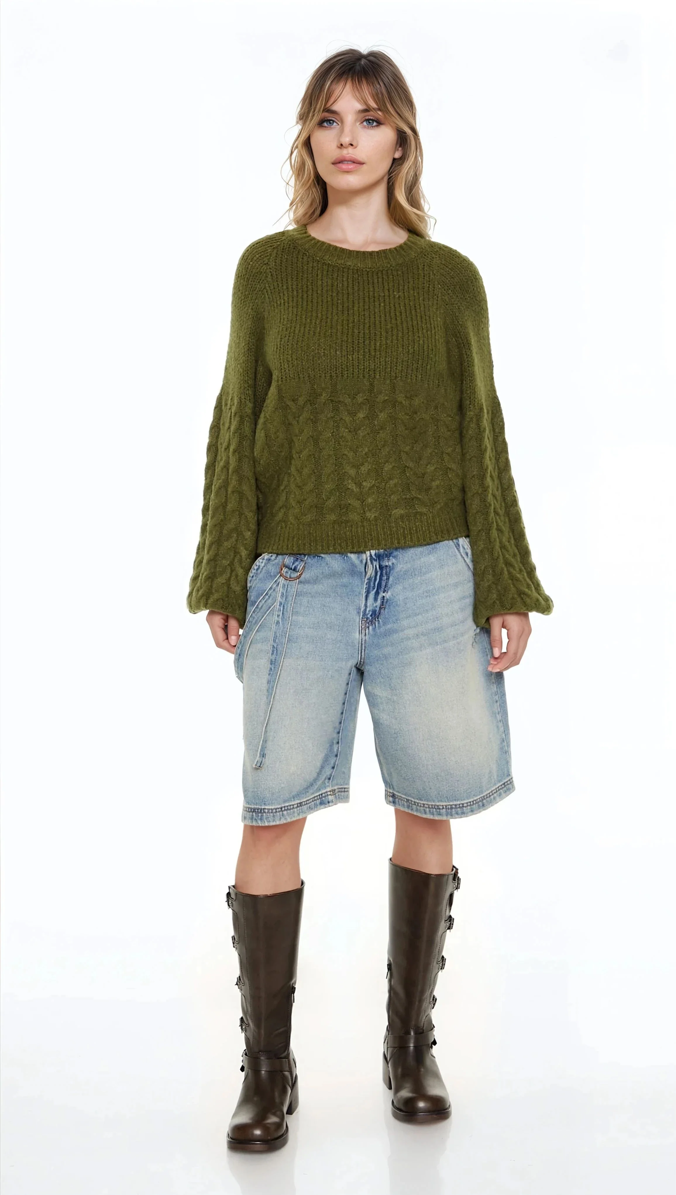 Peasant-Sleeve Cable Knit Sweater - Image 12
