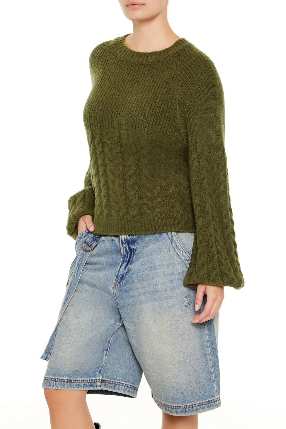 Peasant-Sleeve Cable Knit Sweater - Image 14