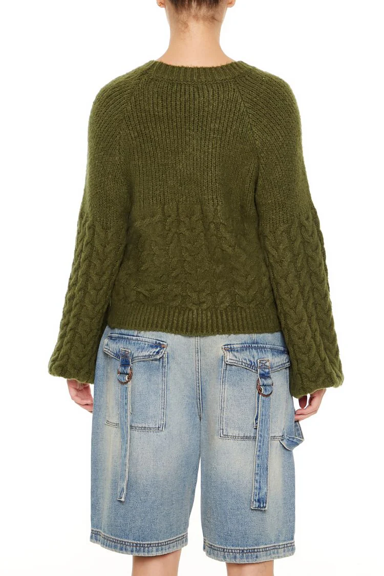 Peasant-Sleeve Cable Knit Sweater - Image 15