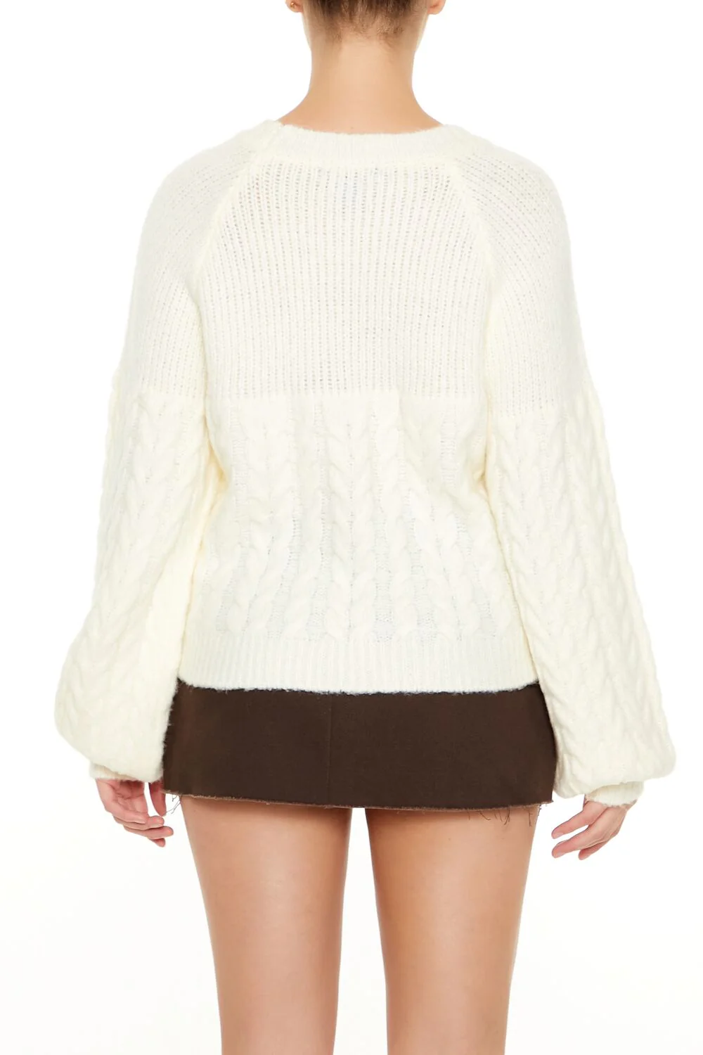 Peasant-Sleeve Cable Knit Sweater - Image 4