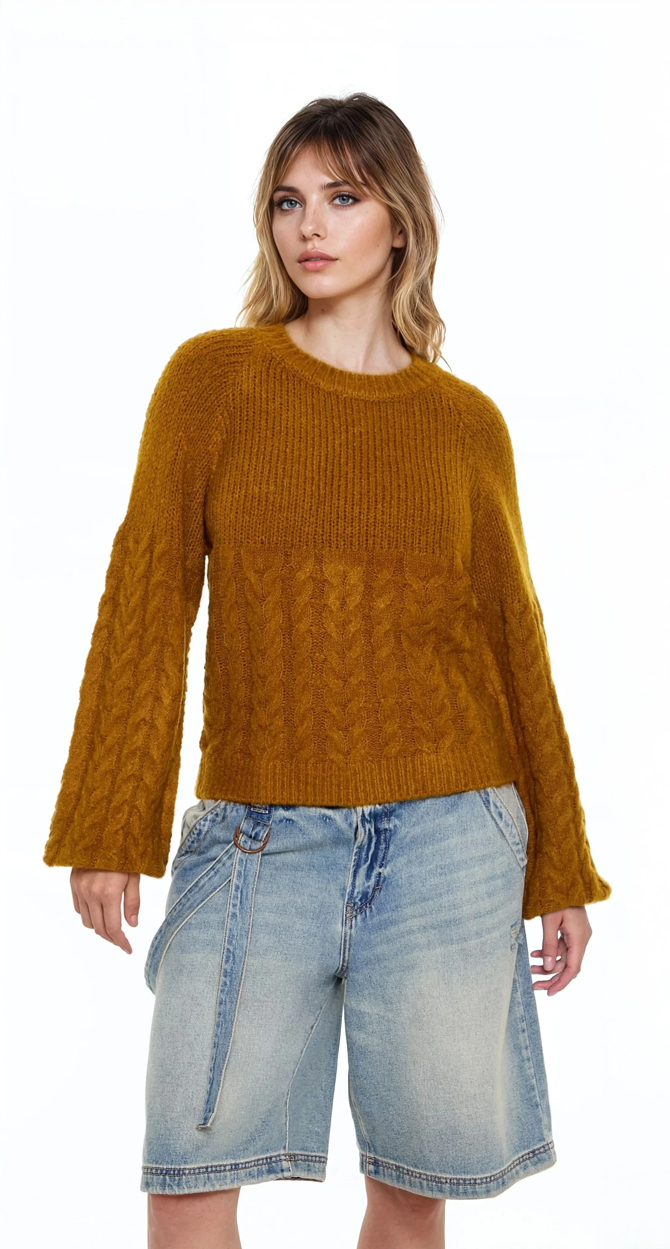 Peasant-Sleeve Cable Knit Sweater - Image 6