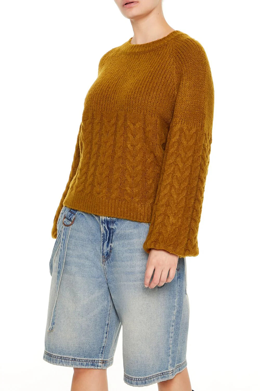 Peasant-Sleeve Cable Knit Sweater - Image 9