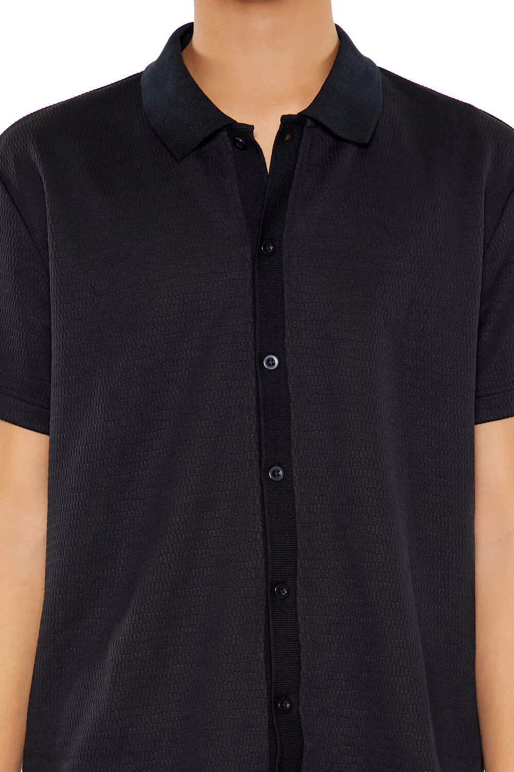 Textured Rib-Knit Button-Front Shirt - Image 3