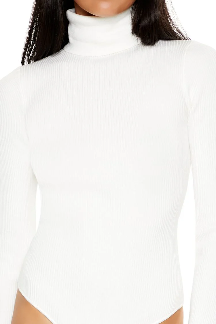 Sweater-Knit Turtleneck Bodysuit - Image 3
