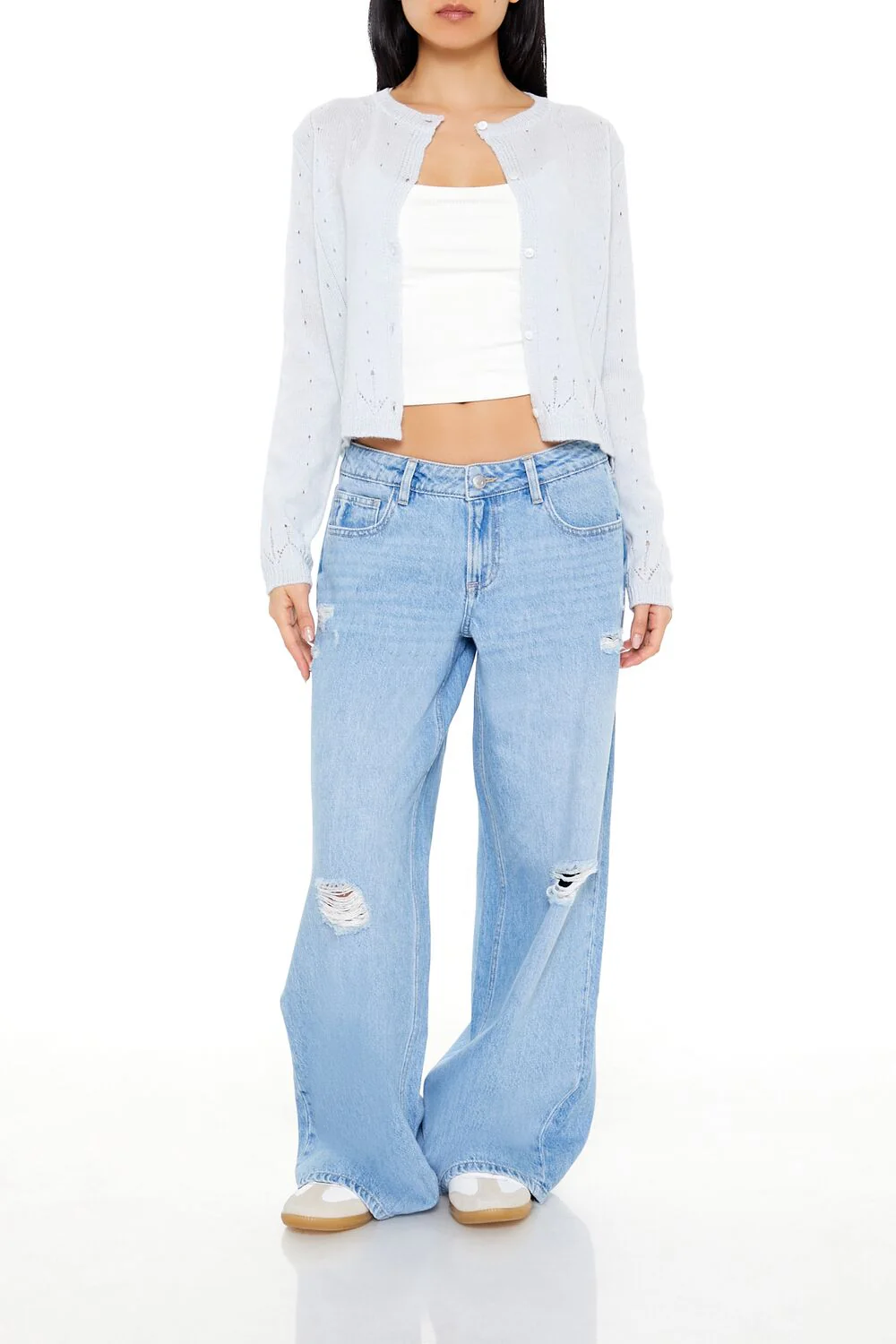 Eyelet Cardigan Sweater - Image 2