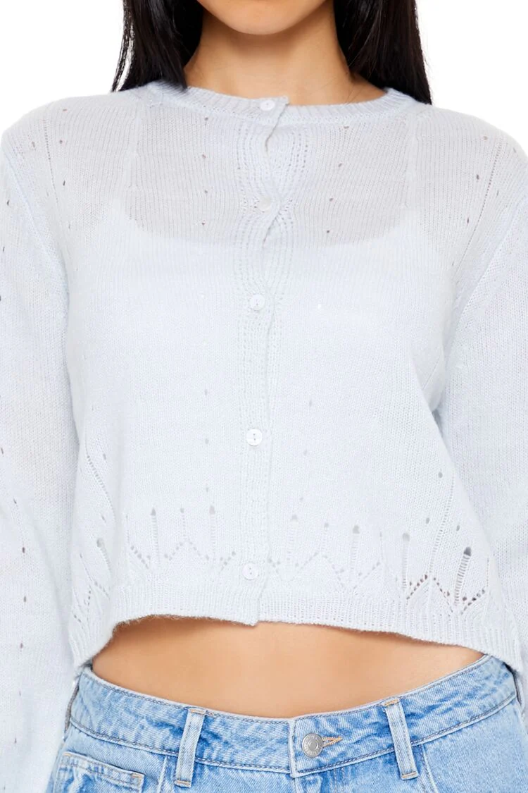 Eyelet Cardigan Sweater - Image 3