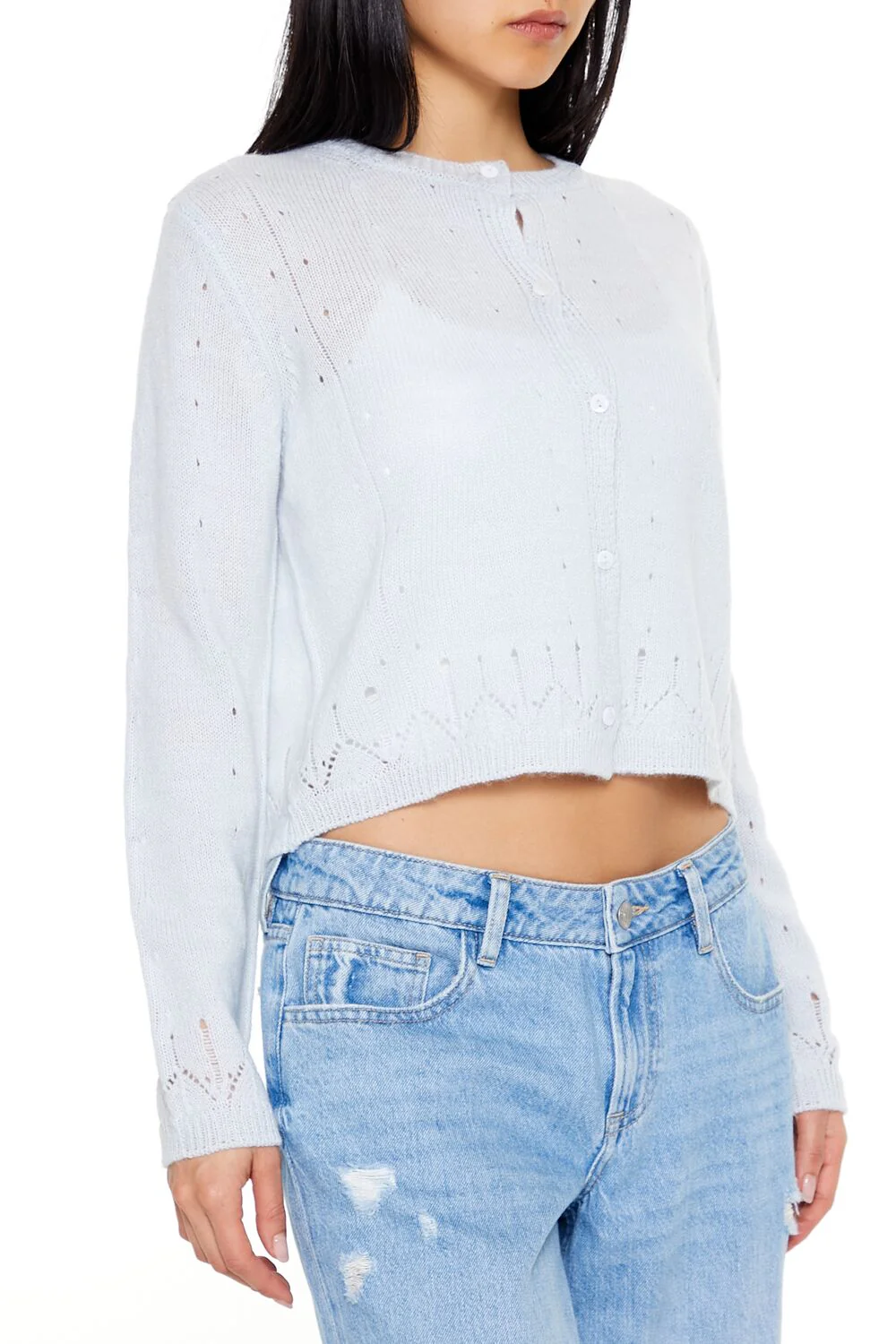 Eyelet Cardigan Sweater - Image 4