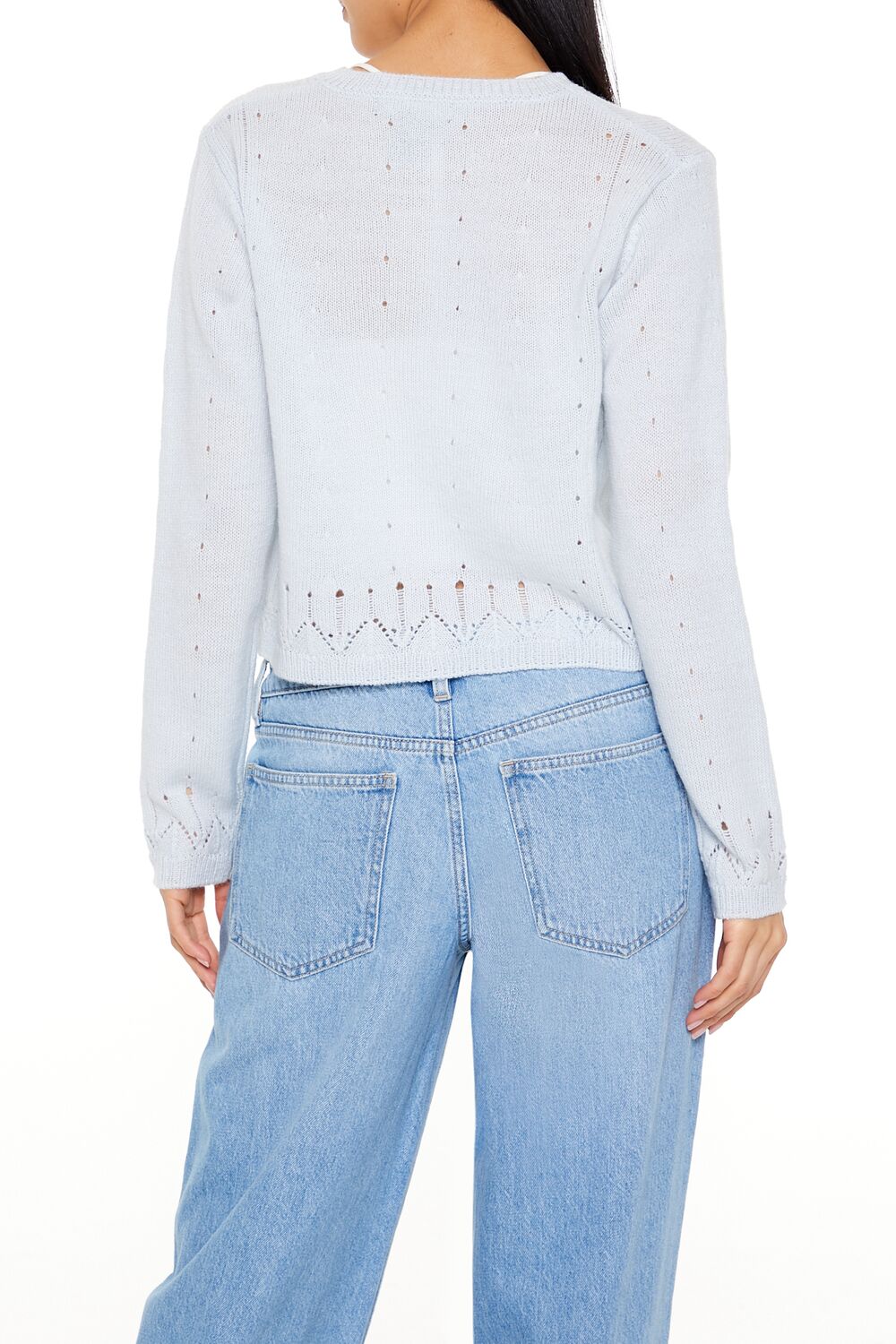 Eyelet Cardigan Sweater - Image 5