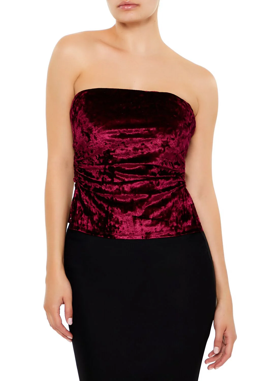Split-Hem Velvet Tube Top - Image 11