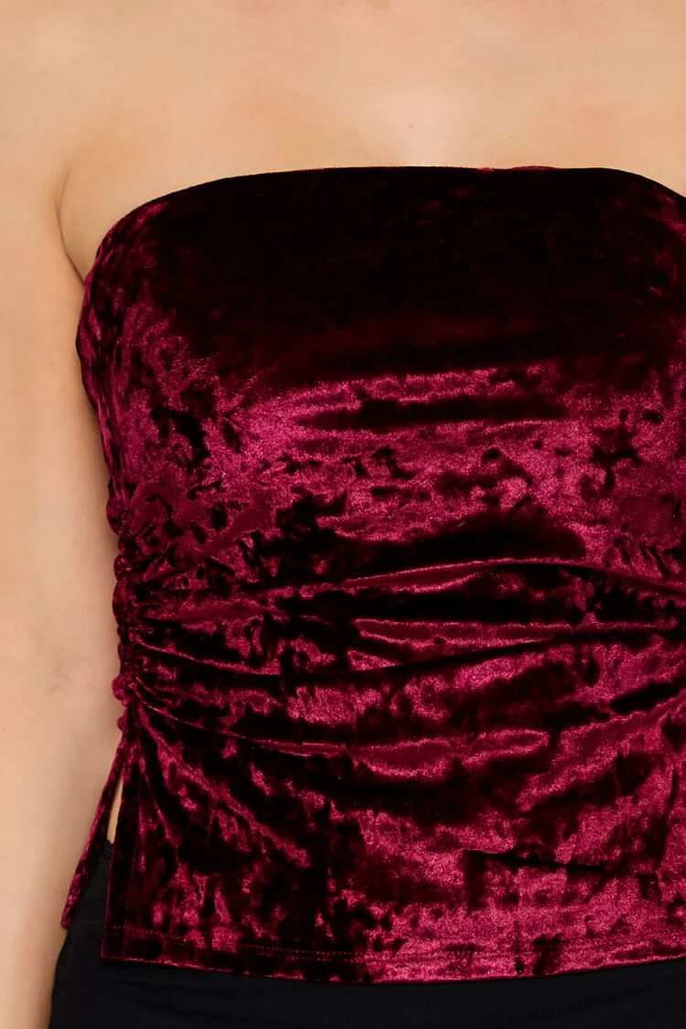 Split-Hem Velvet Tube Top - Image 13