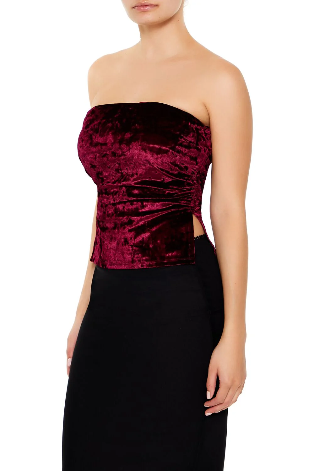 Split-Hem Velvet Tube Top - Image 14