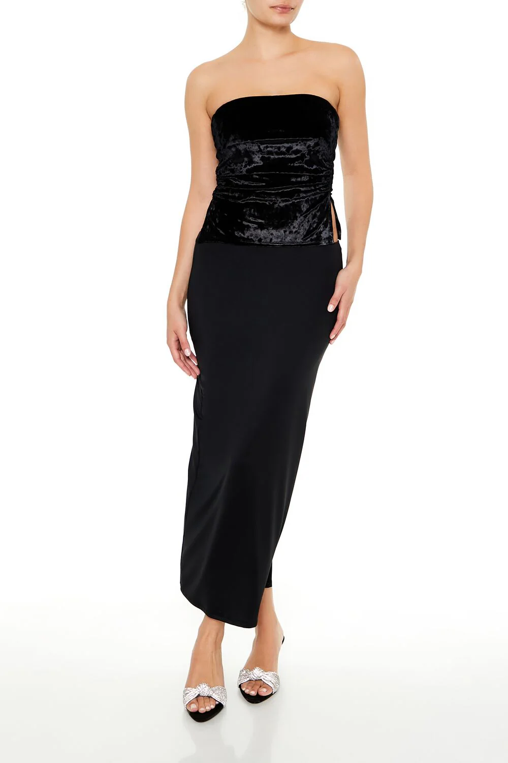 Split-Hem Velvet Tube Top - Image 2