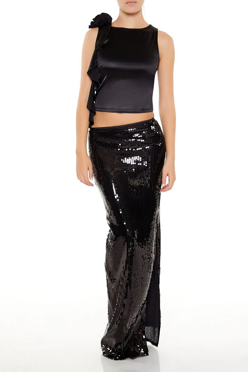 Satin Rosette Sash Crop Top - Image 2