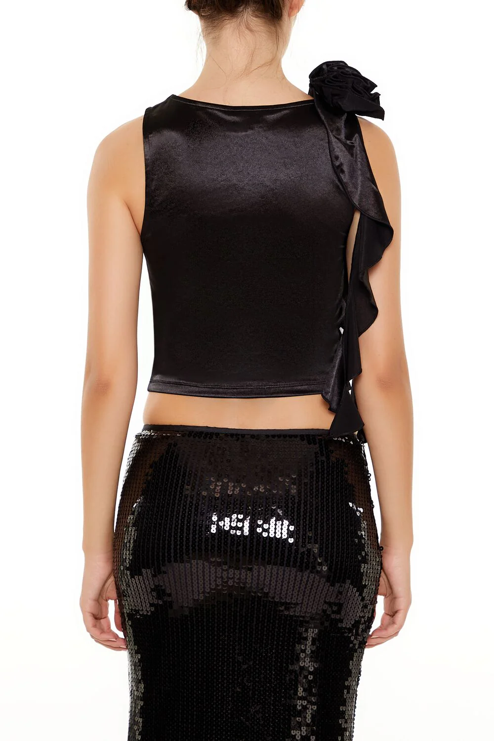Satin Rosette Sash Crop Top - Image 5