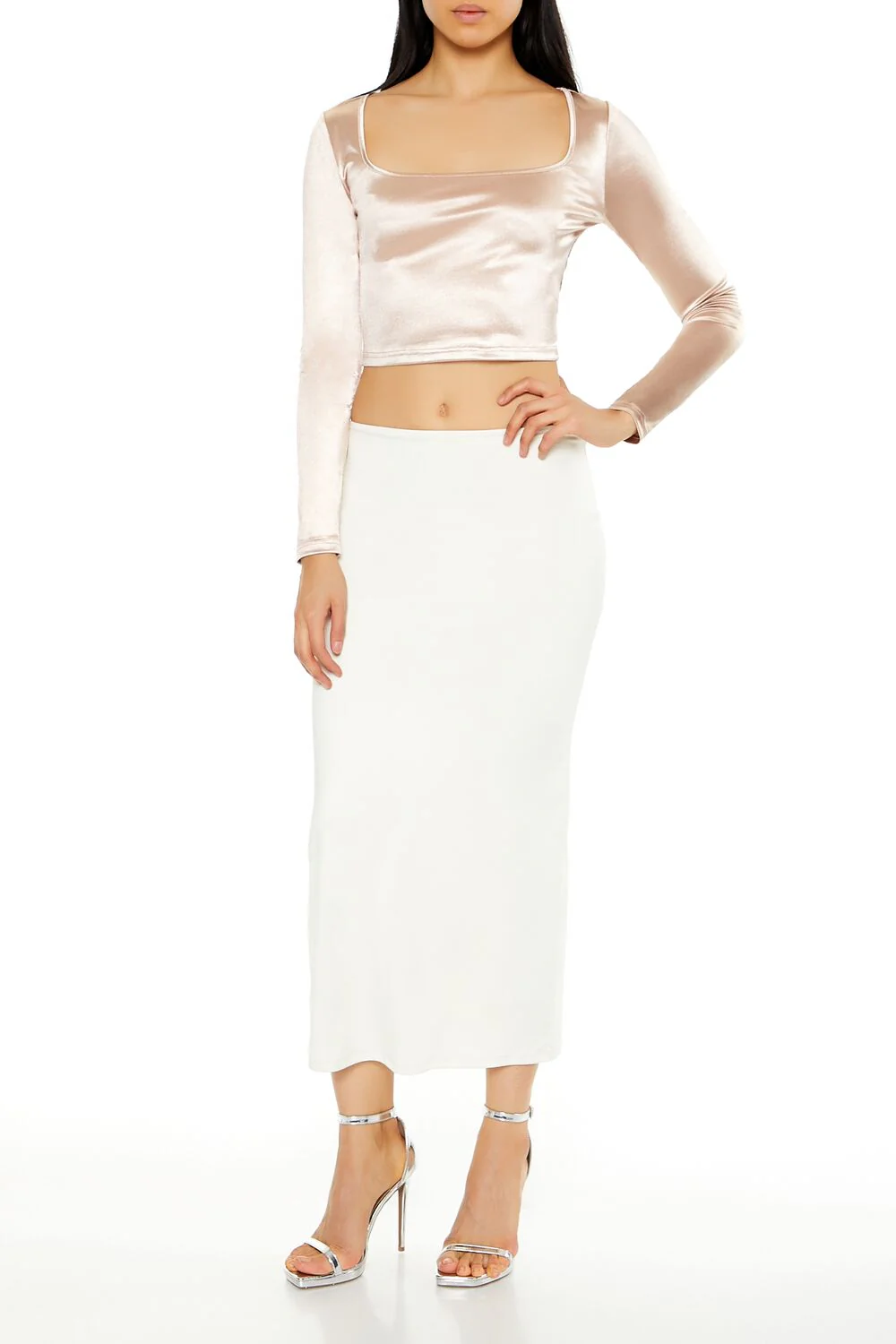 Satin Square-Cut Crop Top - Image 12