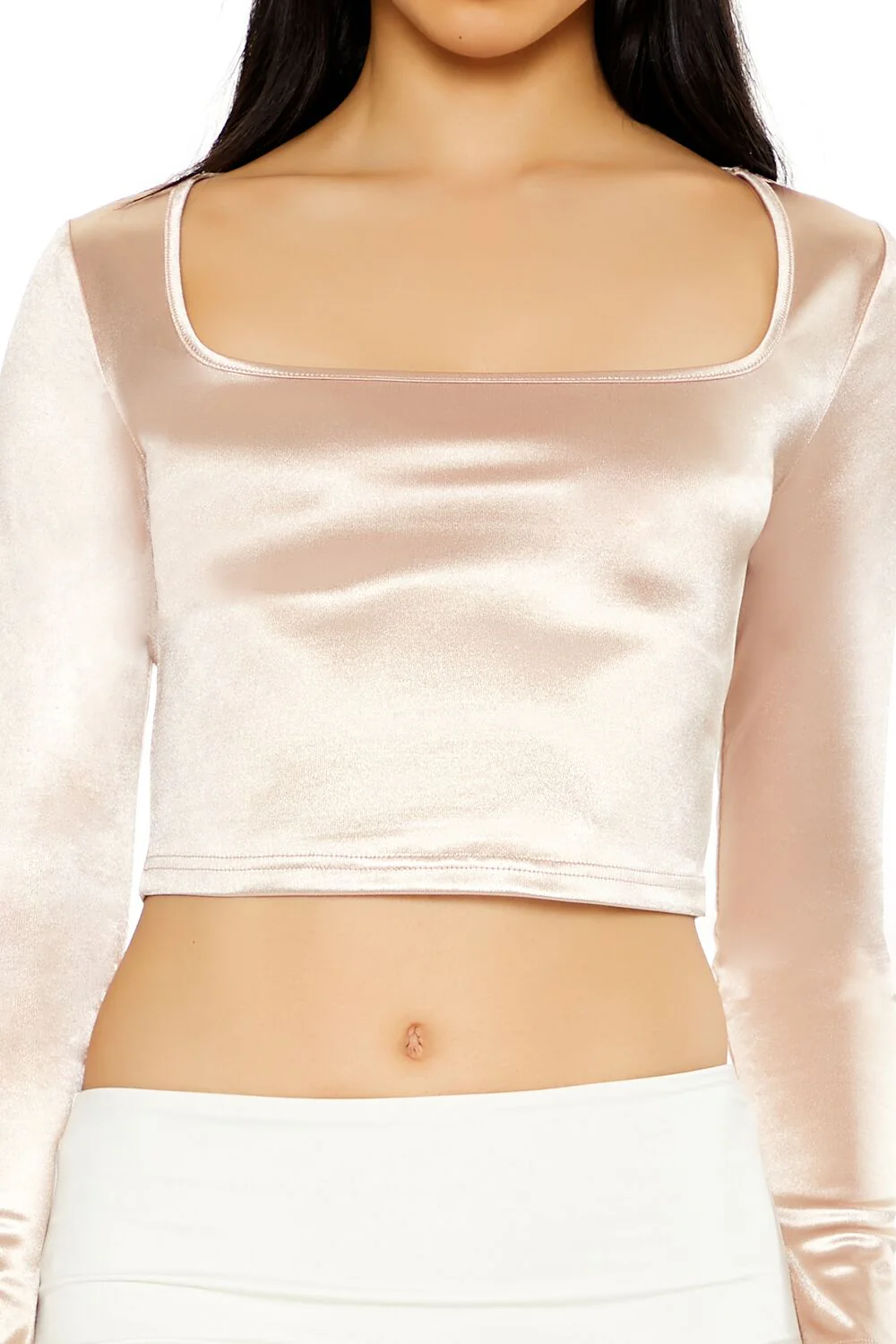 Satin Square-Cut Crop Top - Image 13