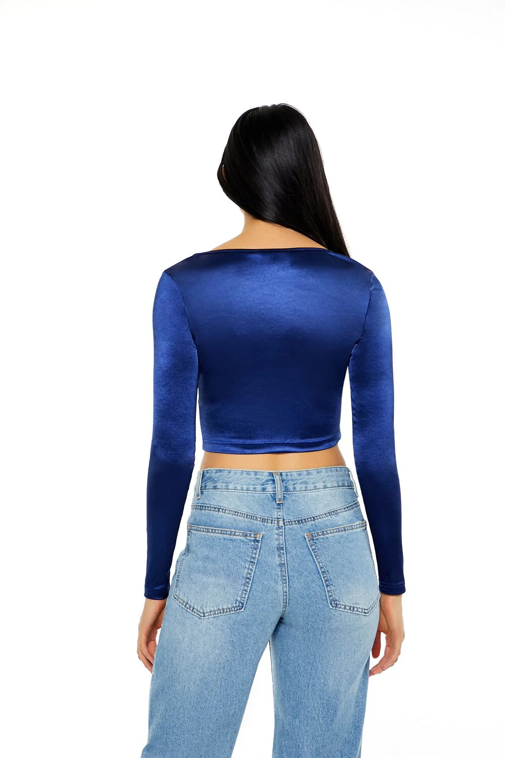 Satin Square-Cut Crop Top - Image 20
