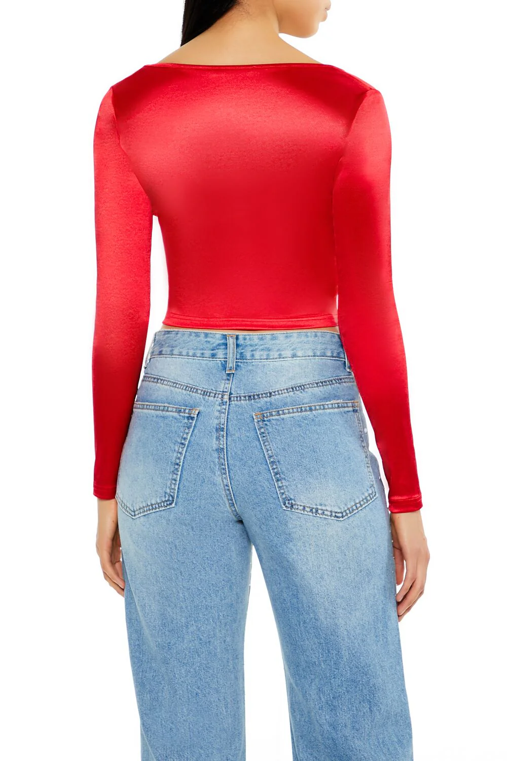 Satin Square-Cut Crop Top - Image 4