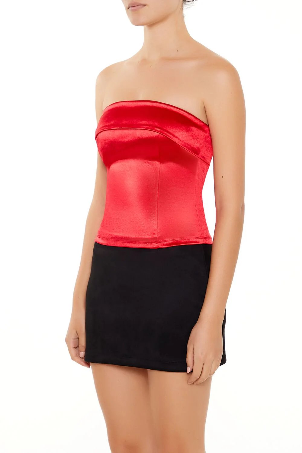 Satin Foldover Tube Crop Top - Image 14