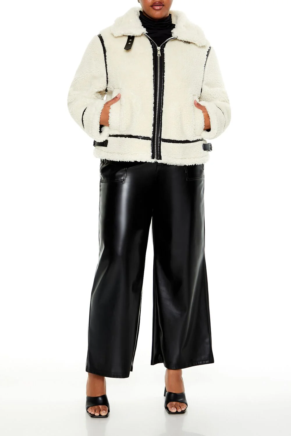 Plus Size Faux Shearling Jacket - Image 2