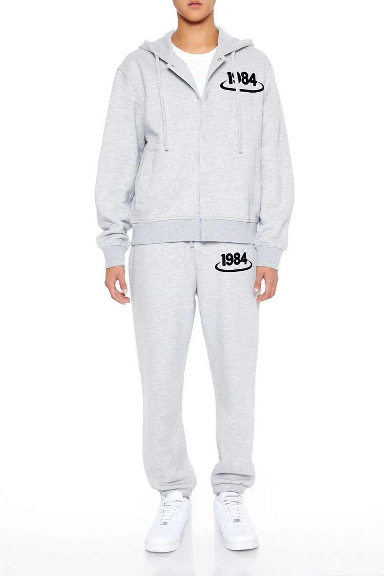 Flocked 1984 Button-Front Hoodie - Image 2