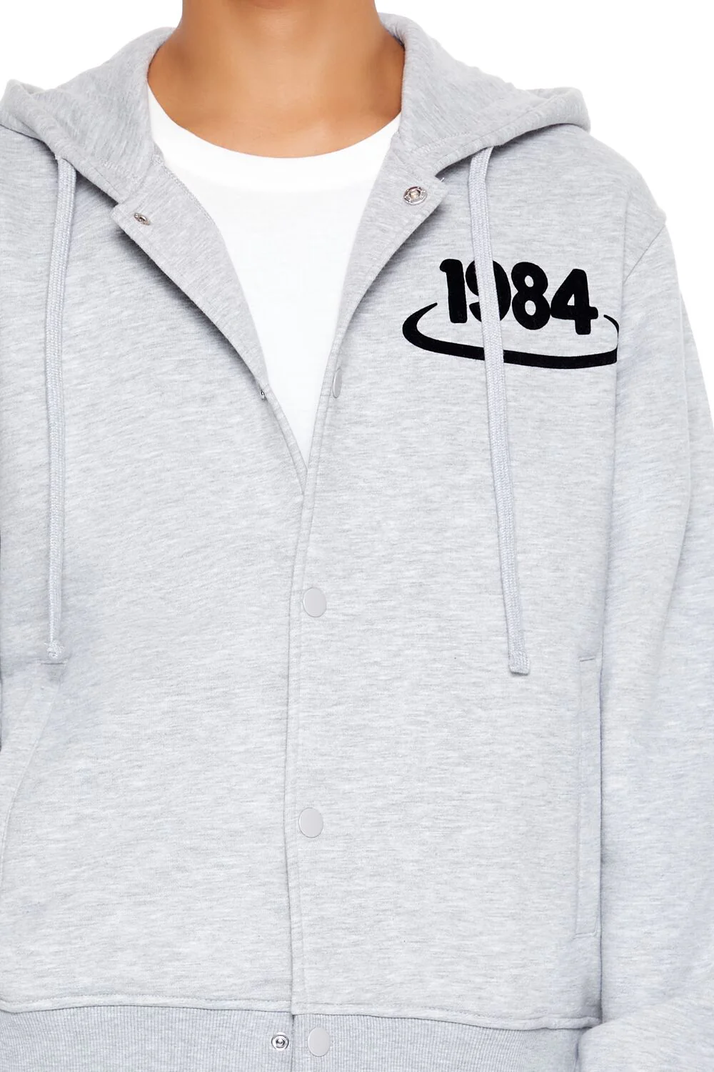 Flocked 1984 Button-Front Hoodie - Image 5