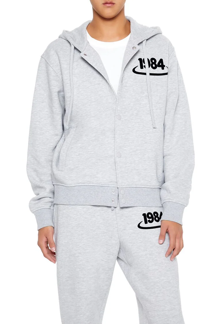 Flocked 1984 Button-Front Hoodie - Image 6