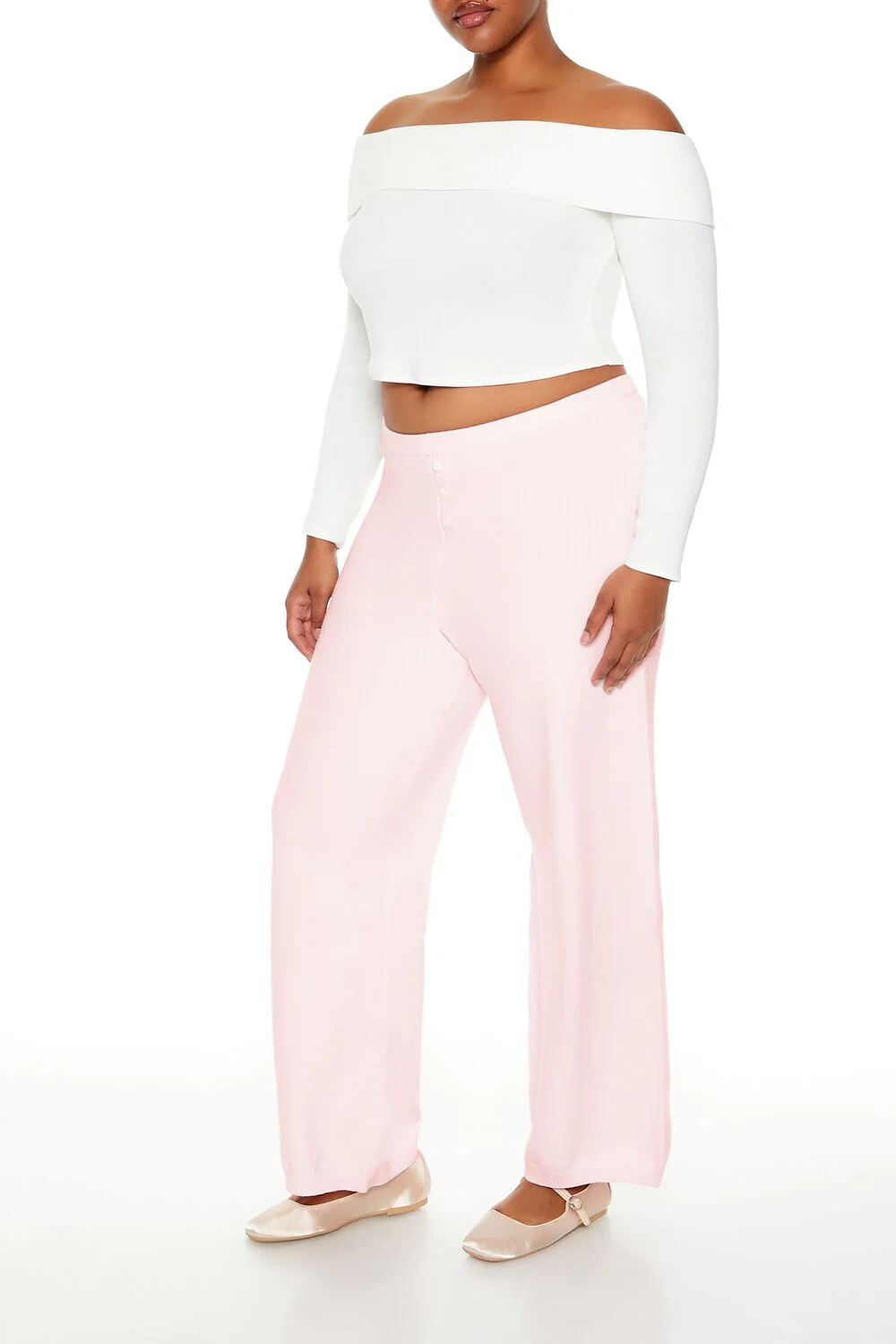 Plus Size Sweater-Knit Wide Pants - Image 2