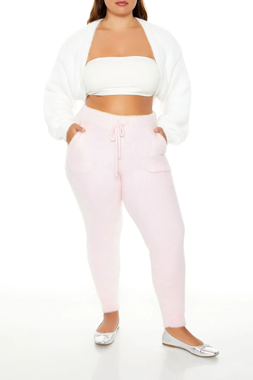 Plus Size Fuzzy Sweater-Knit Joggers - Image 11