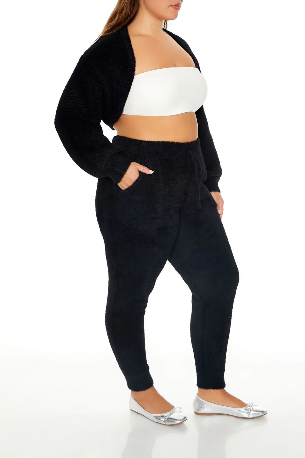 Plus Size Fuzzy Sweater-Knit Joggers - Image 3