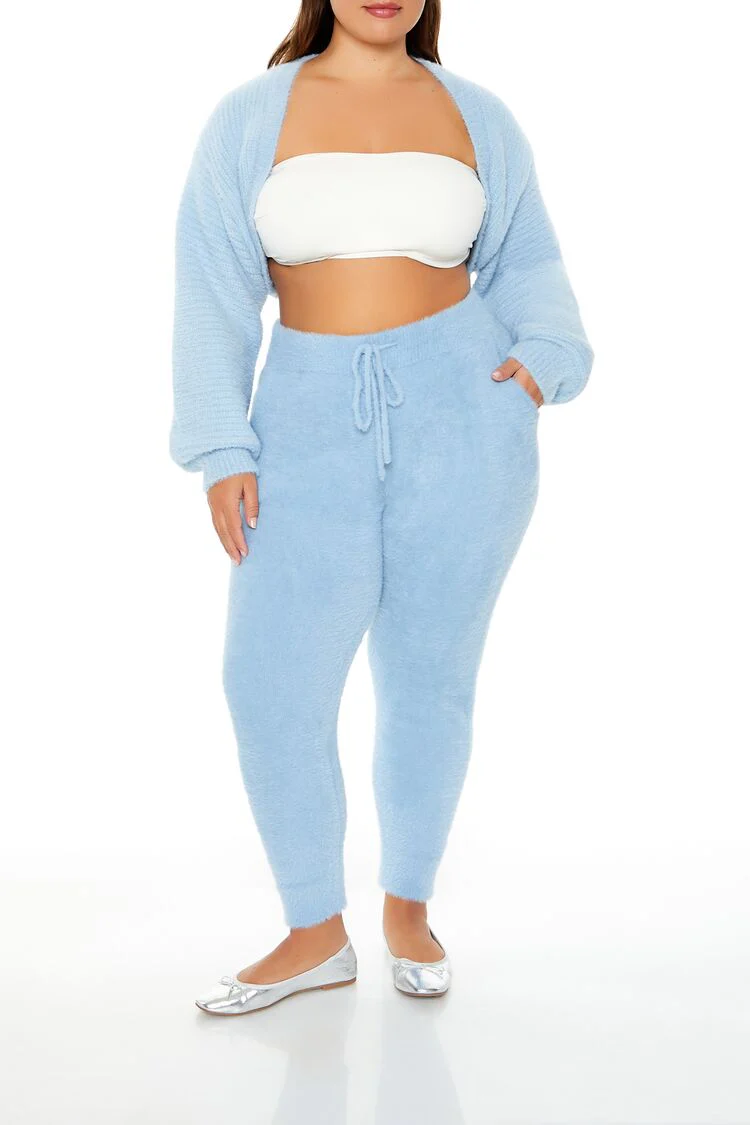 Plus Size Fuzzy Sweater-Knit Joggers - Image 6
