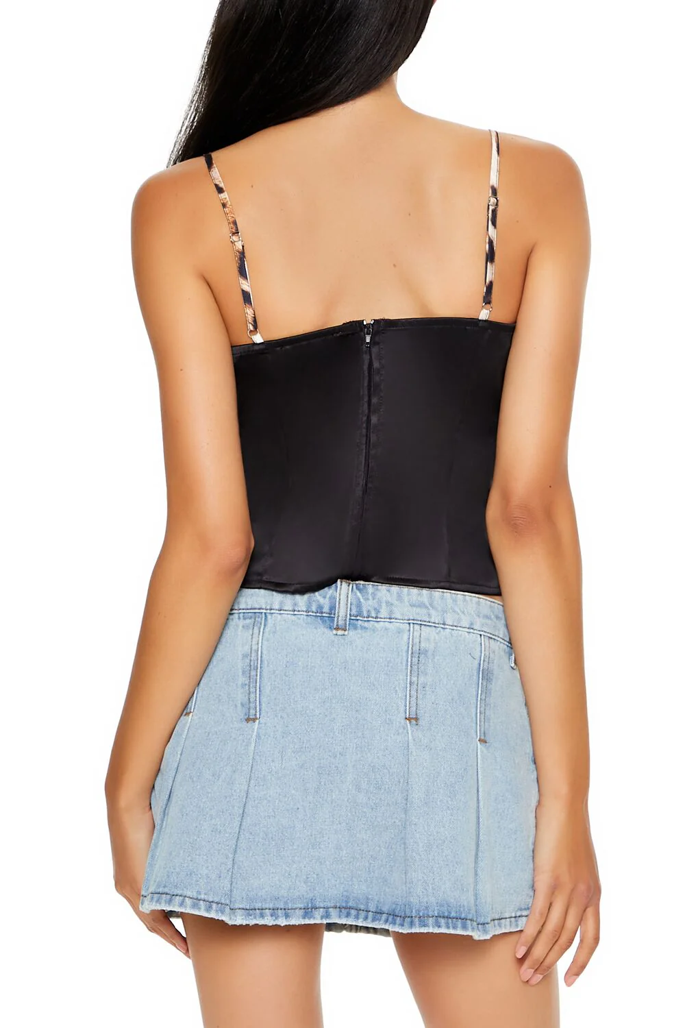 Satin Leopard Print Cropped Cami - Image 5