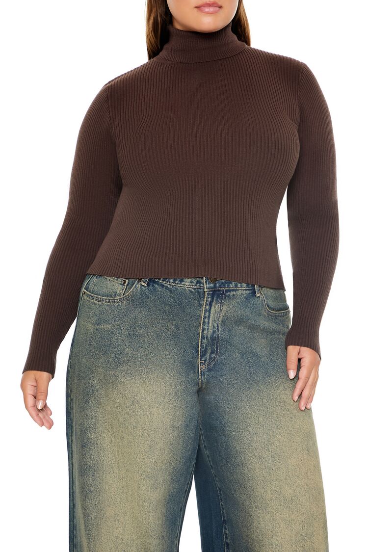 Plus Size Ribbed Turtleneck Sweater - Image 11