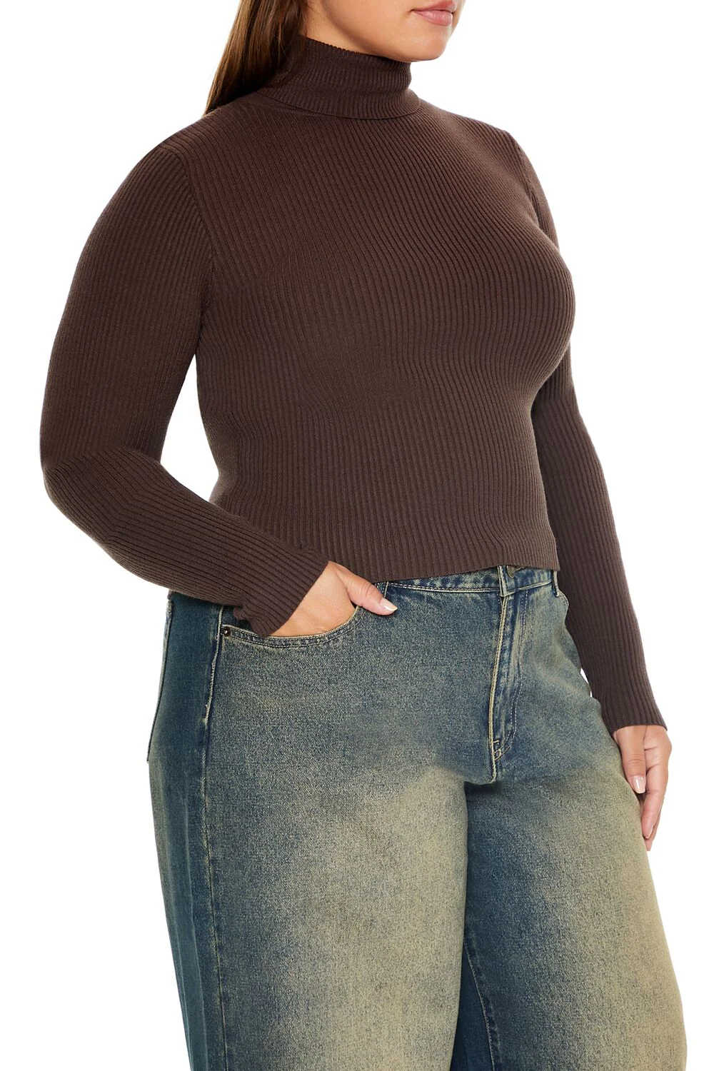 Plus Size Ribbed Turtleneck Sweater - Image 14