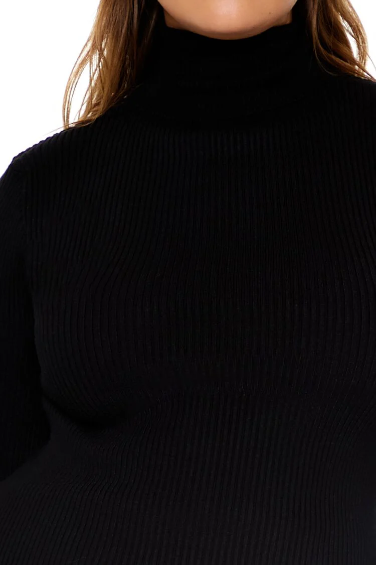 Plus Size Ribbed Turtleneck Sweater - Image 3