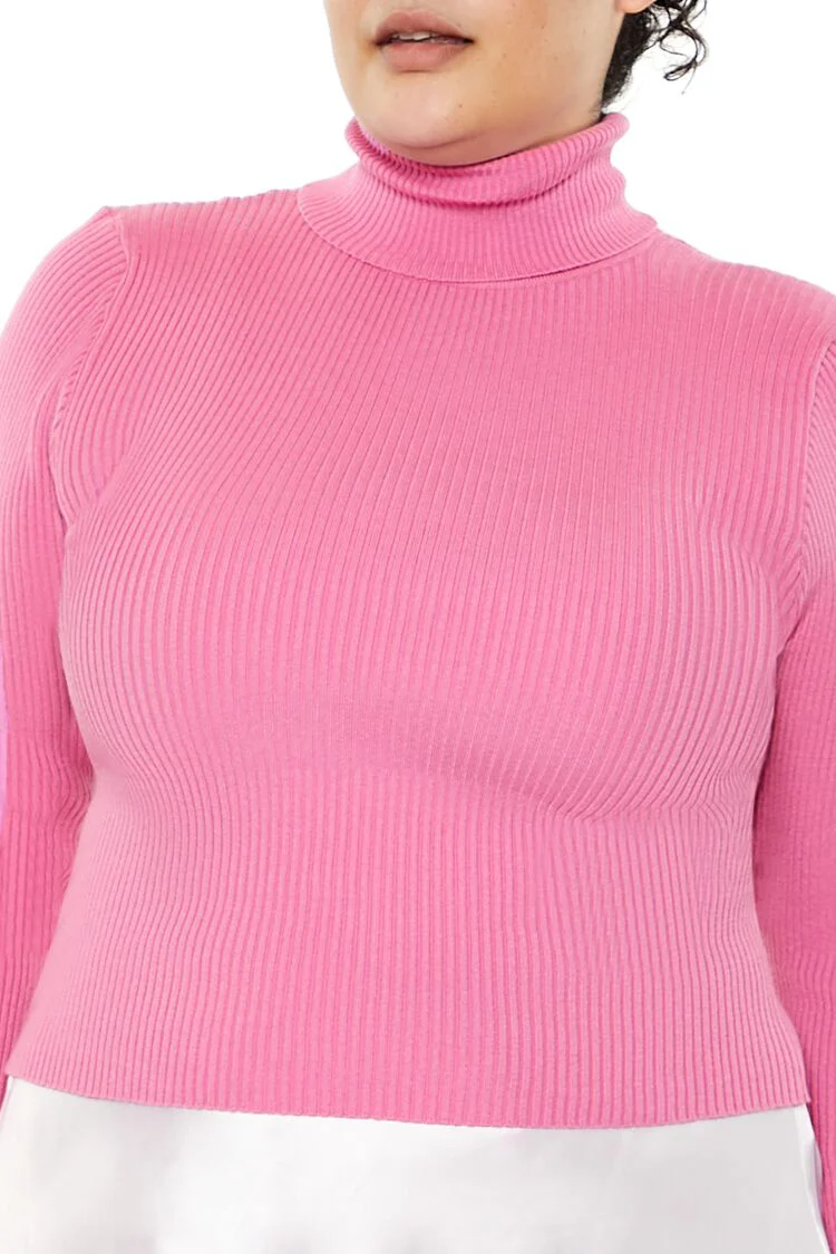 Plus Size Ribbed Turtleneck Sweater - Image 8