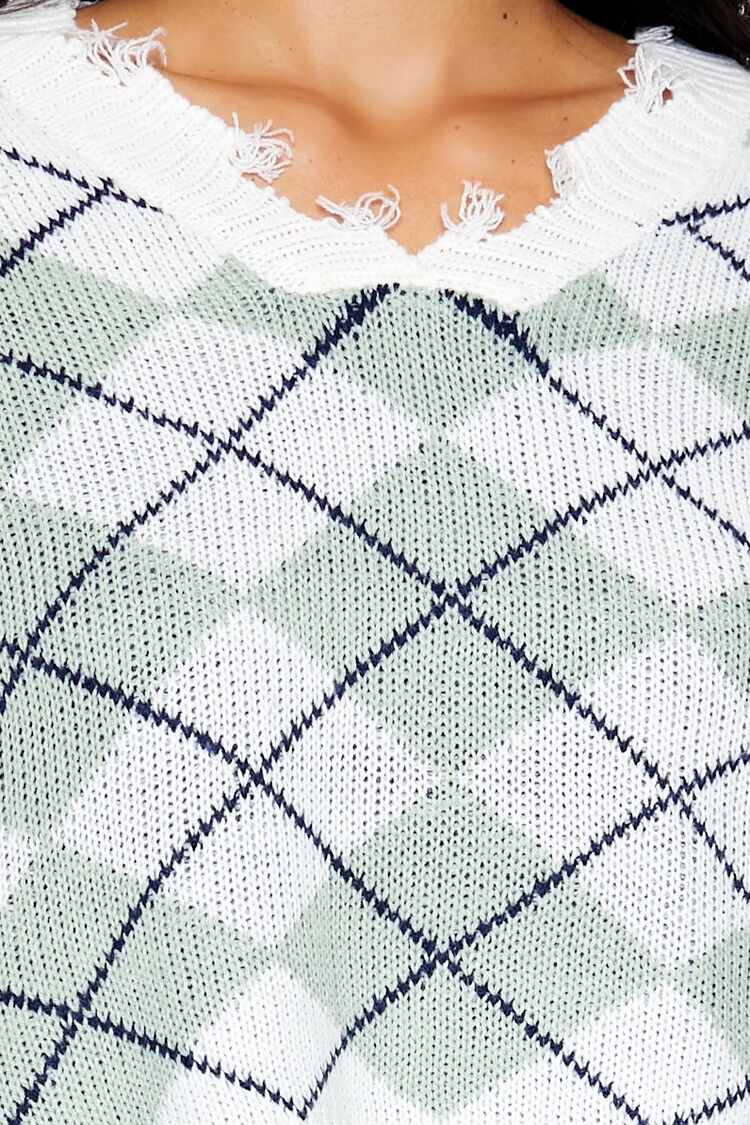 Cropped Argyle Sweater - Image 3