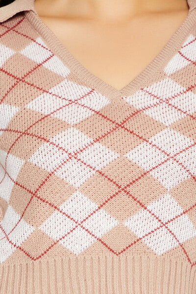 Argyle Cropped Sweater - Image 3