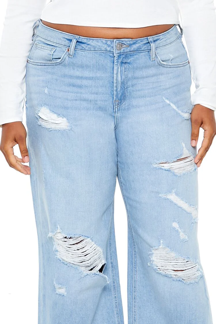Plus Size Destroyed Baggy Jeans - Image 5