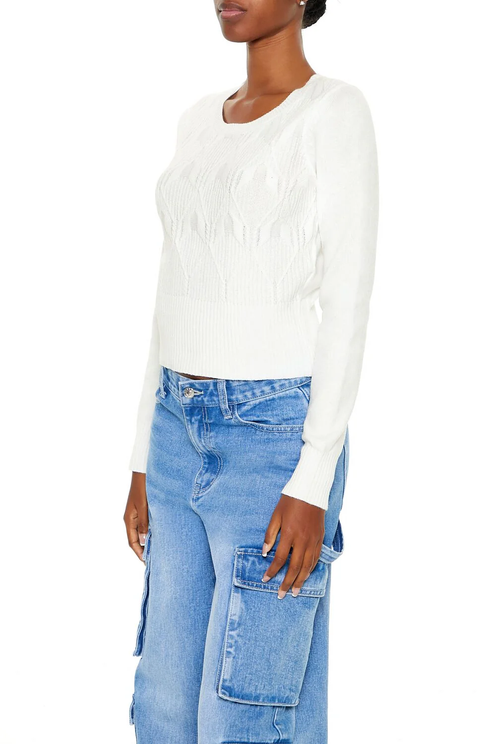 Cropped Lattice Sweater - Image 4