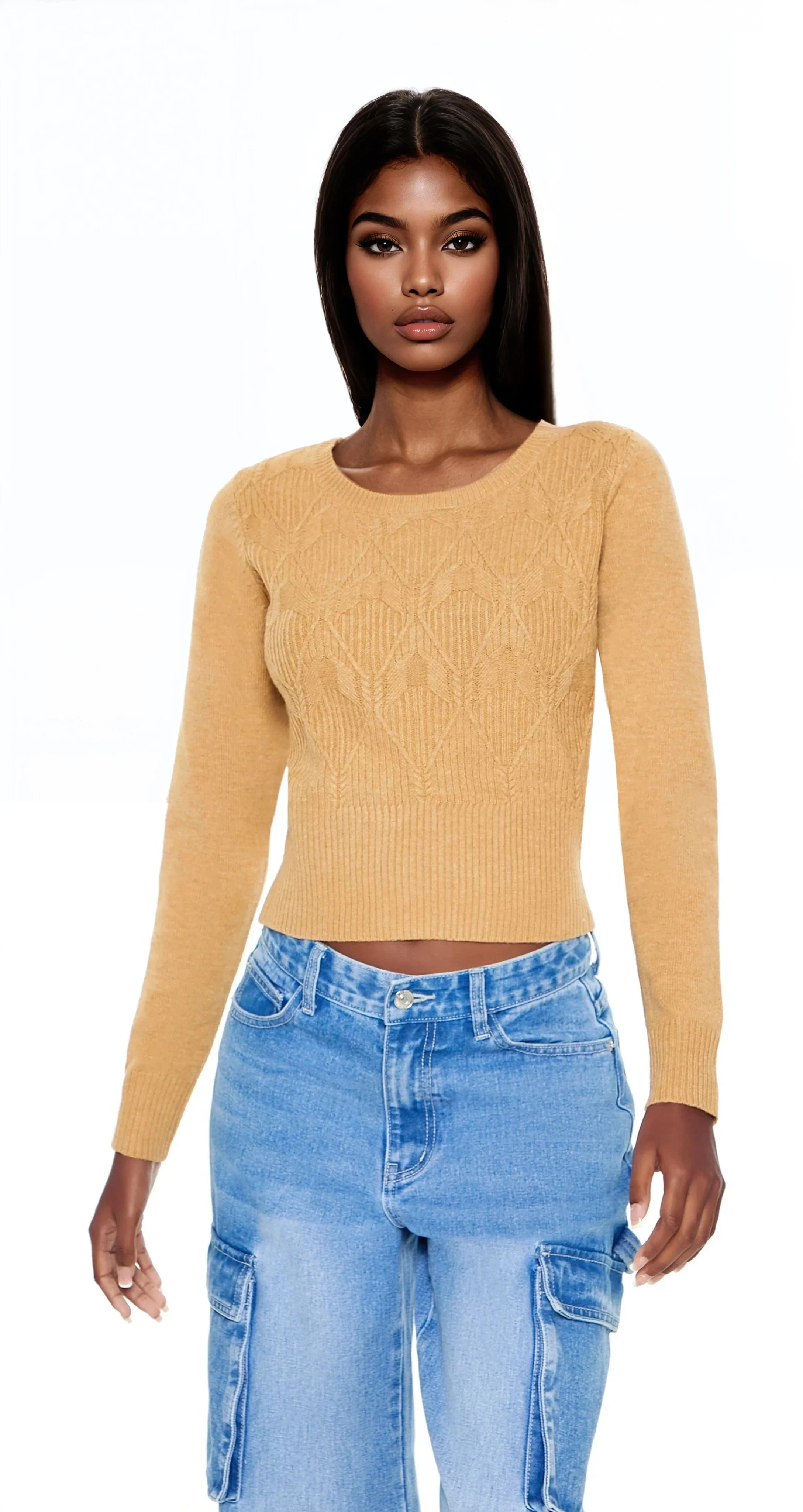 Cropped Lattice Sweater - Image 6